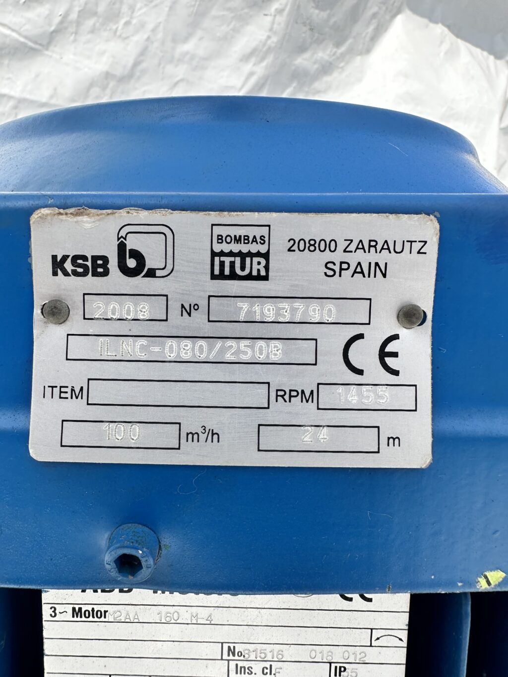 KSB/BOMBAS ITUR - ILNC-080/250B - VERTICAL INLINE CENTRIFUGAL PUMP - Image 2