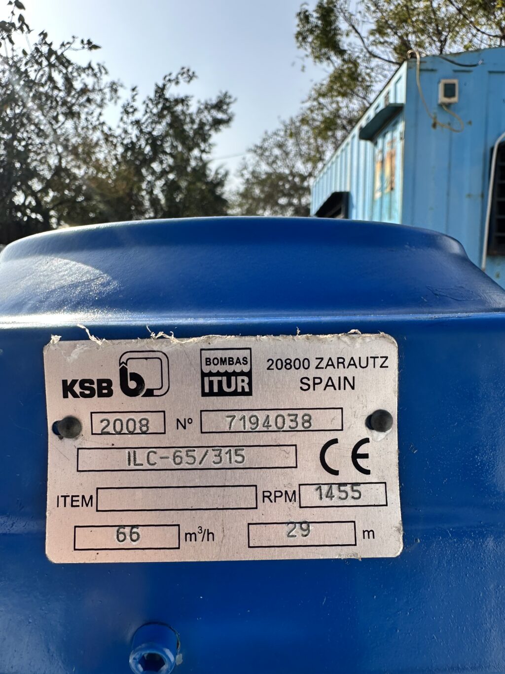 KSB/BOMBAS ITUR - ILC-65/315 - VERTICAL INLINE CENTRIFUGAL PUMP - Image 2