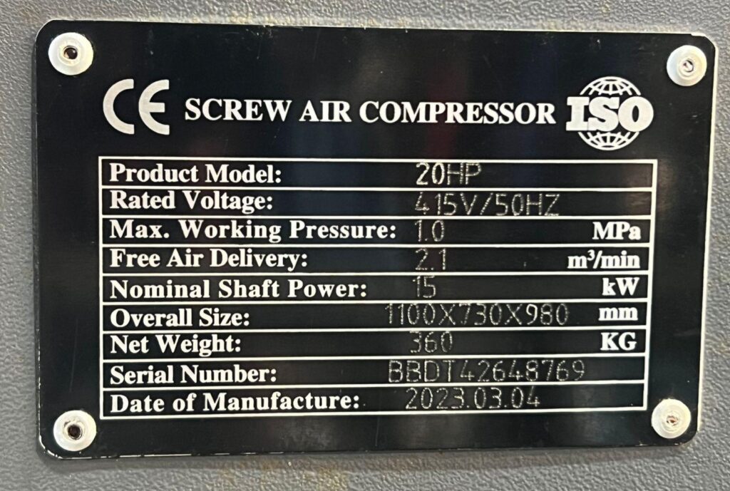 JINHUA JUCAI - 20HP - SCREW AIR COMPRESSOR - Image 2