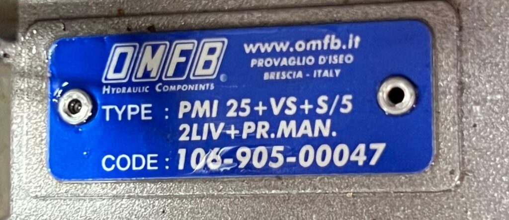 OMFB - PMI 25 + VS + S/5 2LIV + PR.MAN - HYDRAULIC HAND PUMP - Image 3