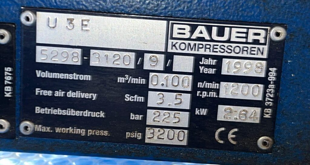 BAUER - U3E - BREATHING AIR COMPRESSOR - Image 2