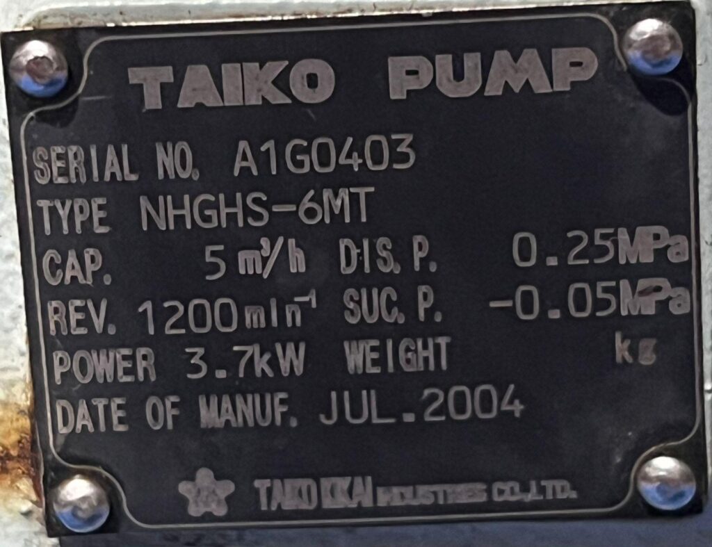 TAIKO KIKAI - NHGHS-6MT - ROTARY GEAR PUMP - Image 2