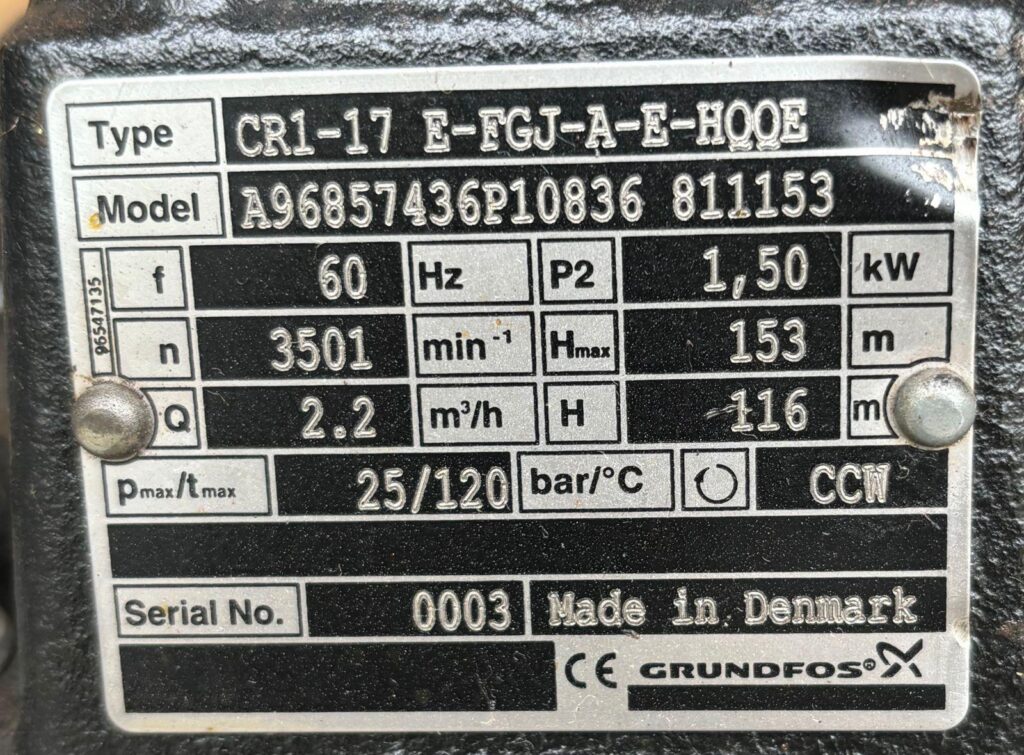 GRUNDFOS - CR1-17 E-FGJ-A-E-HQQE - VERTICAL MULTISTAGE CENTRIFUGAL PUMP - Image 2