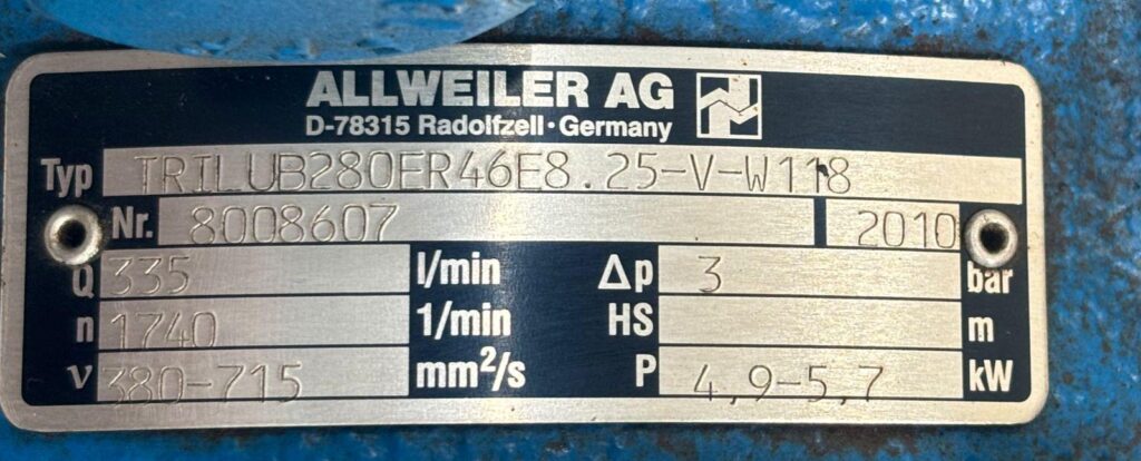 ALLWEILER - TRILUB280ER46E8.25-V-W118 - SCREW PUMP - Image 2