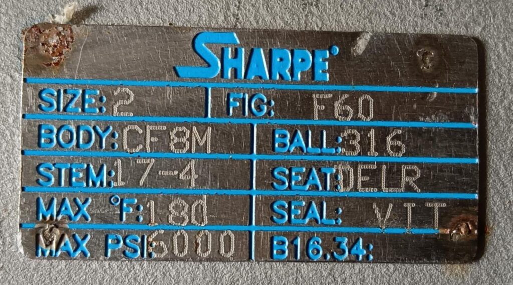 SHARPE - F60 - SIZE 2 - BALL VALVE - Image 2