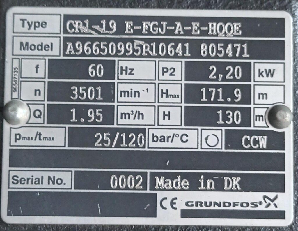 GRUNDFOS - CR1-19 E-FGJ-A-E-HQQE 2.20 kW- MULTISTAGE VERTICAL PUMP - Image 2