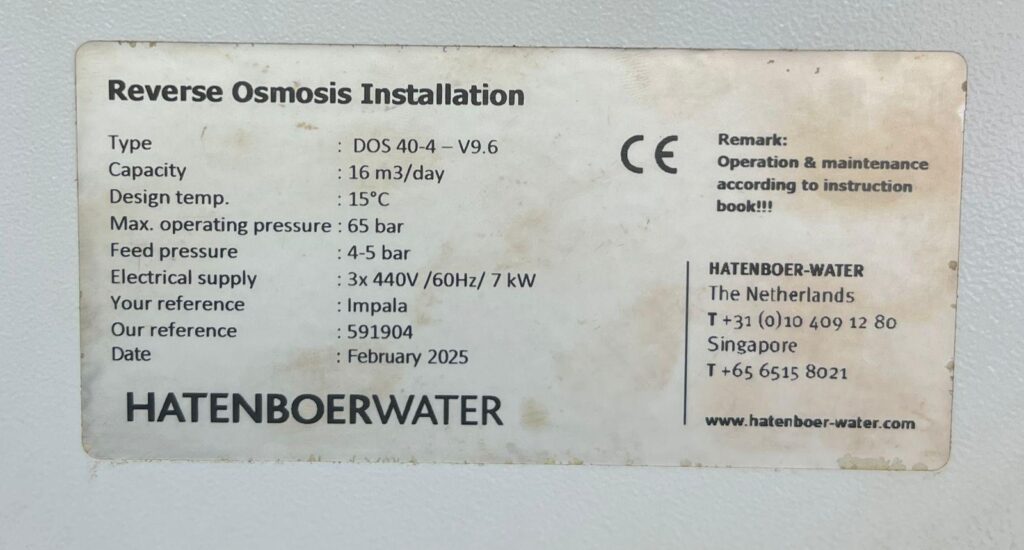 HATENBOER - DOS 40-4 – V9.6 - REVERSE OSMOSIS INSTALLATION - Image 2