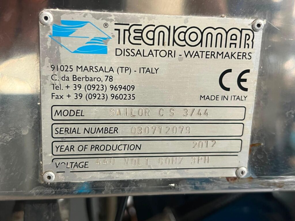 TECNICOMAR - SAILOR CS 3/44 - SEAWATER DESALINATION SYSTEM - Image 2